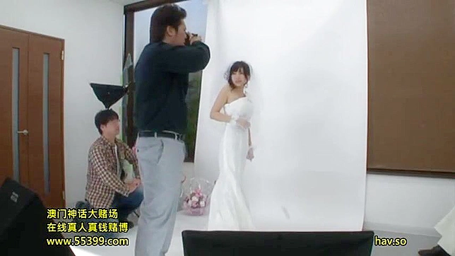 Sexy Young Bride Secret Encounter with Photography crew next to sleeping hubby