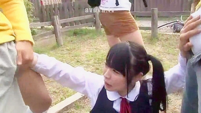Naughty Schoolgirls Take Advantage of their Innocent classmate on her way home