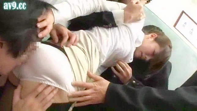 Unable to resist their urges, horny students take advantage of poor teacher in classroom
