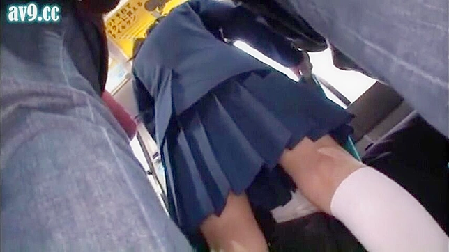 巨乳女子校生が混雑する日本の公共バスにワイルドに乗る