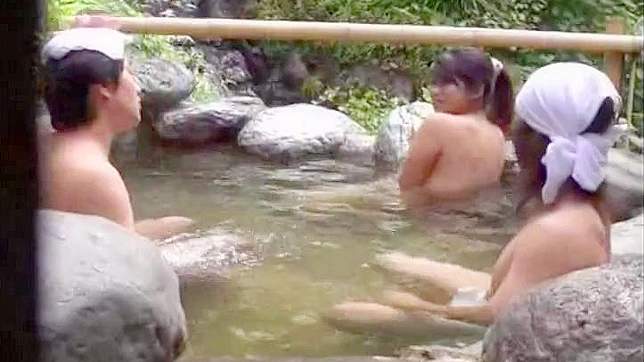 Busty Japanese Wife Gets Double teamed in pool by two friends