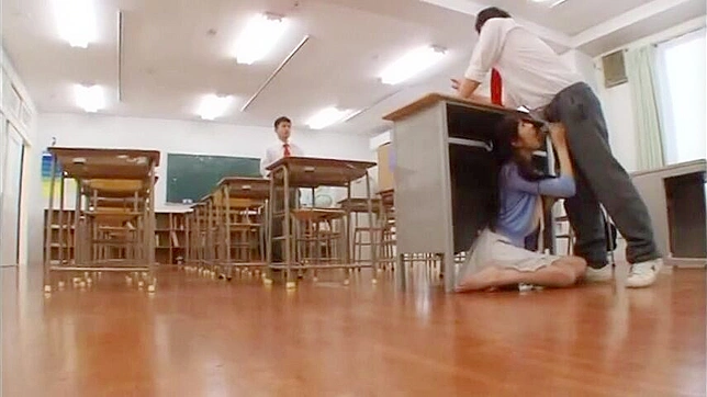 Naughty Japanese Teacher Secret Sex Romp in Classroom