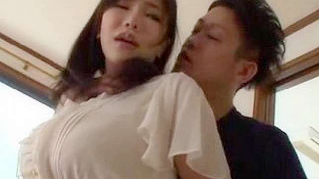 Busty Nippon wife blackmails and fucks hubby pal