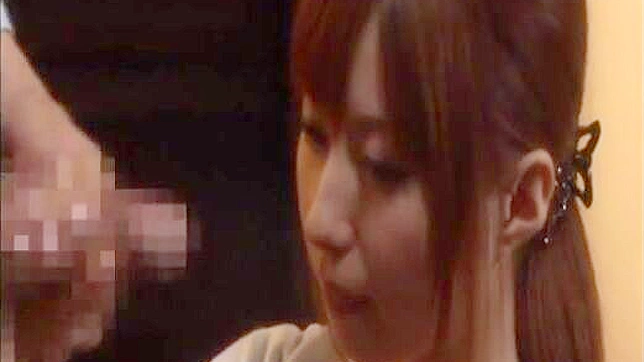 Japan Maid Secret Blowjob for House Owner Amidst Wife Presence