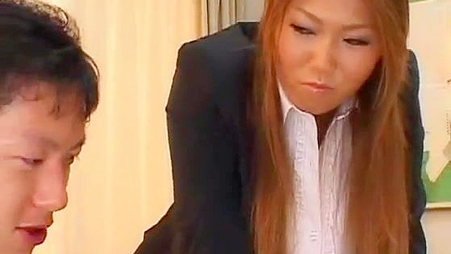 Rui Akikawa Naughty MILF Play with Young Colleague in the Office