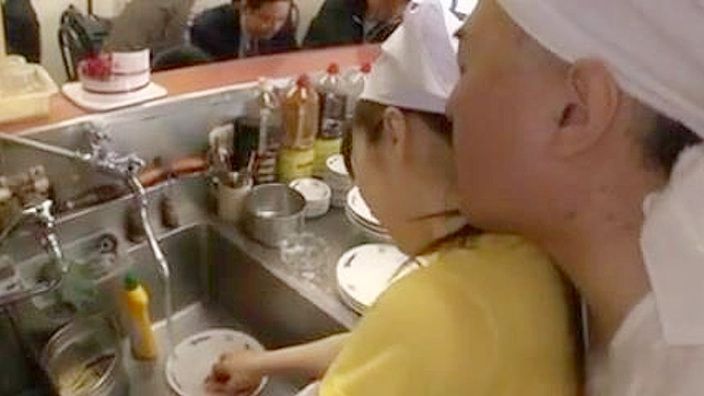 Sexy Japan waitress gets ravished by chef in busy sushi restaurant