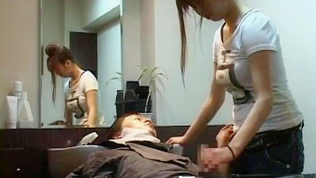Asian Hunk Gets Teased by Stylist with Blowjob and Fingering