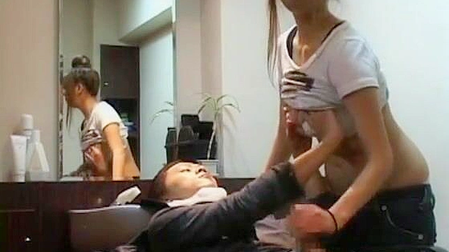 Asian Hunk Gets Teased by Stylist with Blowjob and Fingering