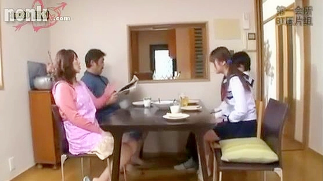 Naughty Family Affair - Mom Chisato Secret Sex with Eldest son while dad & siblings have lunch