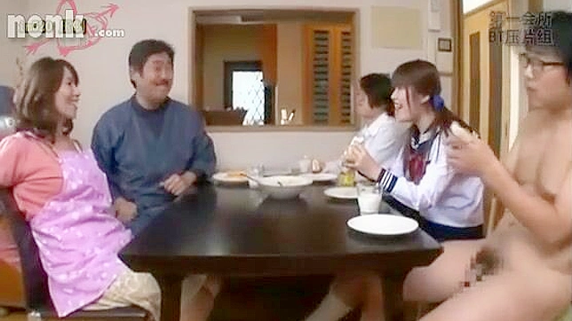 Naughty Family Affair - Mom Chisato Secret Sex with Eldest son while dad & siblings have lunch