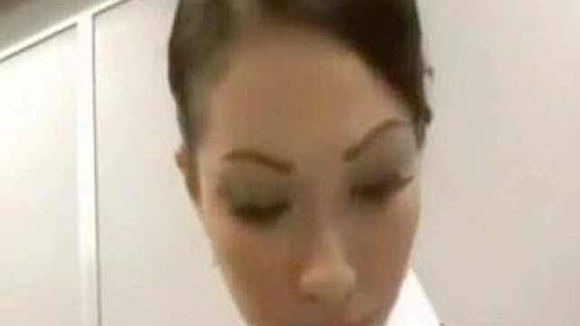 Sexy Stewardess Seduced by Pervy Passenger in Airplane Lavatory