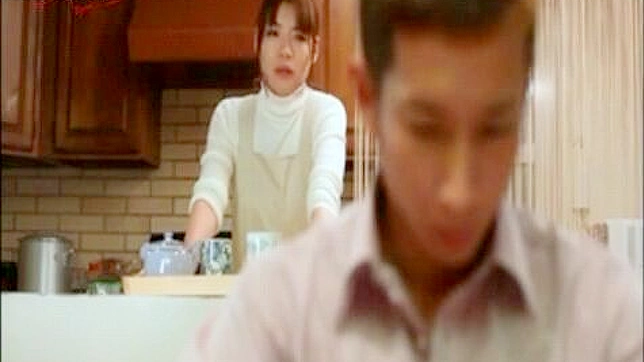 Asian Wife Hot Kitchen Masturbation with Hubby nearby