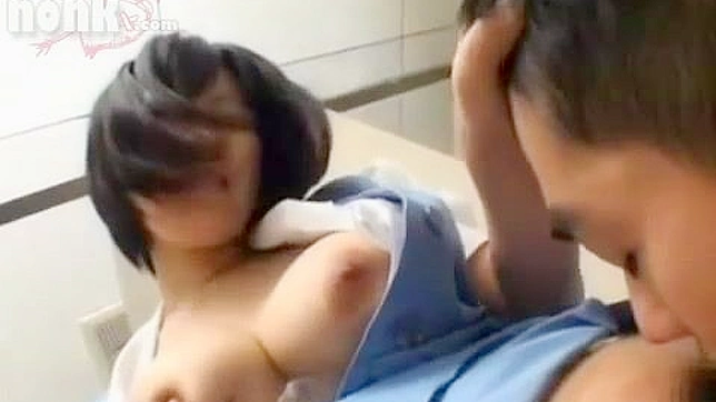 Busty Oriental Office Lady Steamy Toilet BJ with Colleague
