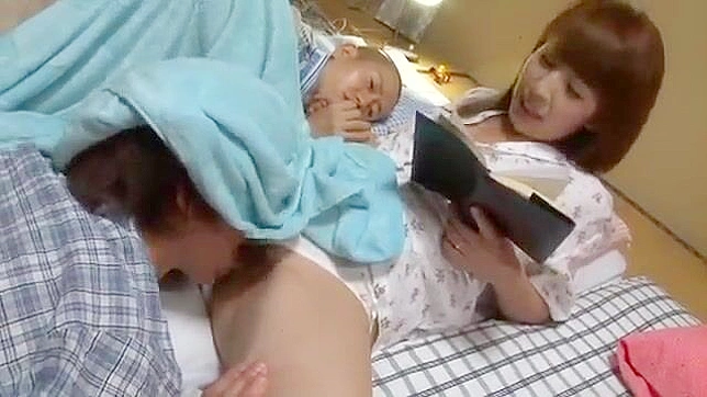 Sexy MILF Gives Bedtime Story while Hubby Enjoys Solo Play