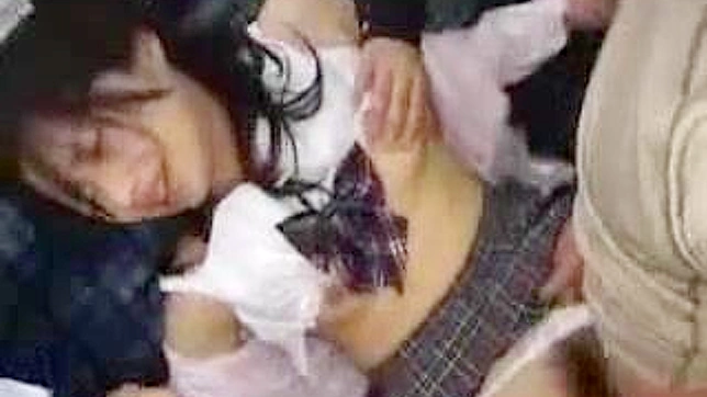 日本の少女が公共バスで体を触られ、激しく犯される