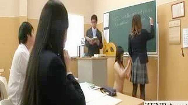 Asians Schoolgirls' Naughty Strip Prank in Invisible Class