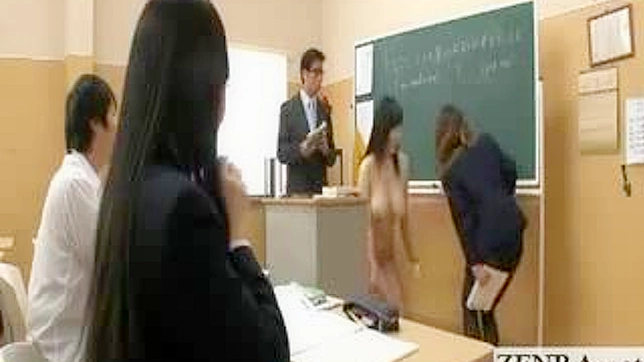 Asians Schoolgirls' Naughty Strip Prank in Invisible Class