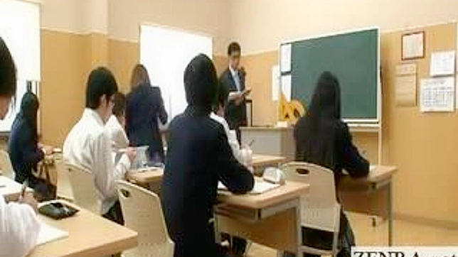 Asians Schoolgirls' Naughty Strip Prank in Invisible Class