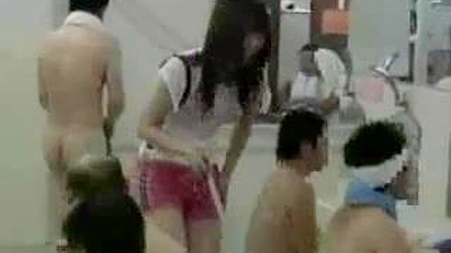 Sexy Teen Scandal in Public Bathhouse! Asians Clothes Slip Away.
