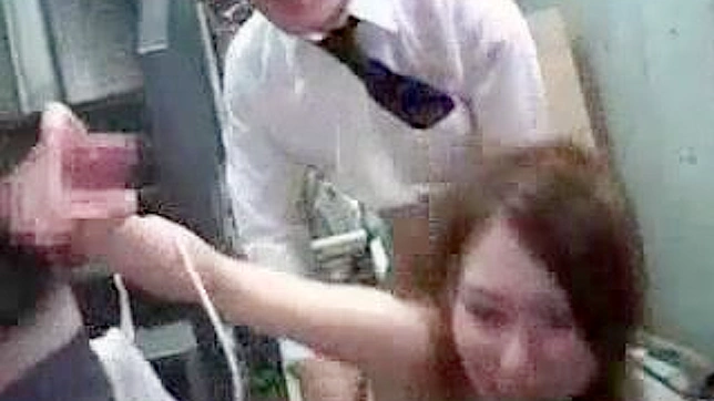 Molestation of Office Lady by Unseen Hand in Japanese Porn Video