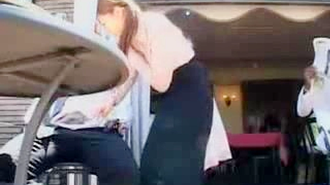 Sensual Handjob by Cute Waitress in Crowded Restaurant