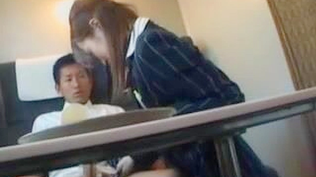 Juicy Surprise on the Train - Clumsy Hostess Gives Blowjob to Make Amends