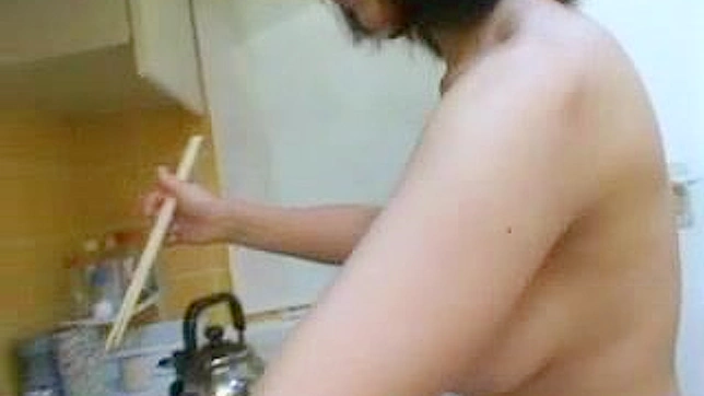 Sexy Asians housewife prepares lunch while satisfying her husband desires.