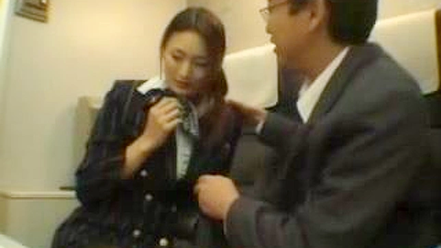 Oriental Train Hostess Gives Sensual Blowjob to Elderly Passenger