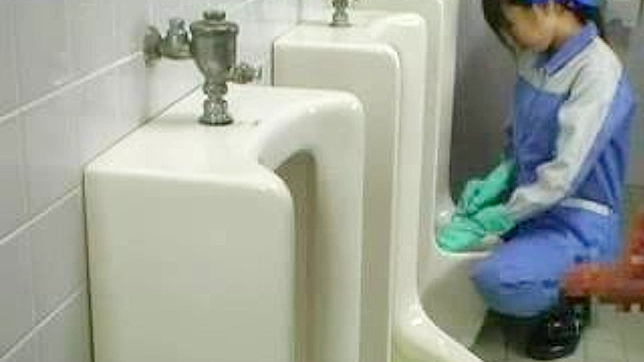 JAVのトイレ清掃員、勤務中に乱暴なセックスで驚かれる