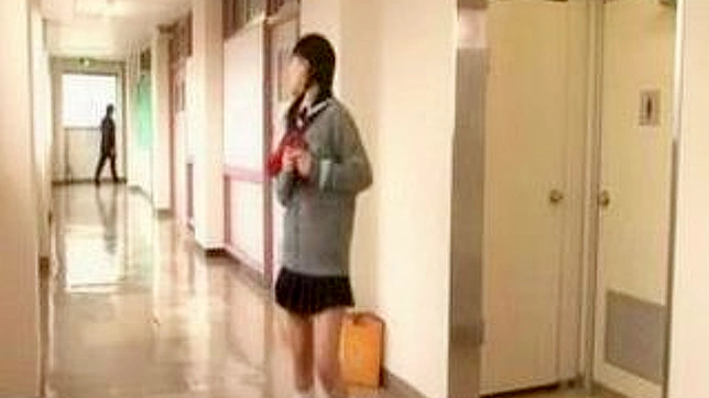 Masturbating Oriental schoolgirl in toilet