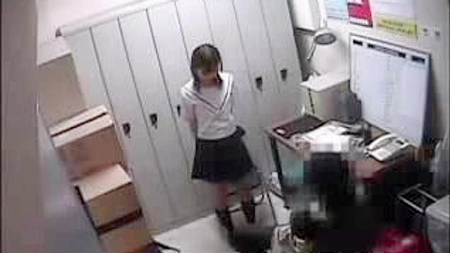 Sexy Schoolgirl Secret Encounter with Janitor in Locker room