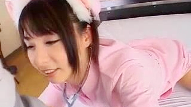 Japanese Teen in Nurse Cat uniform gets blowjob