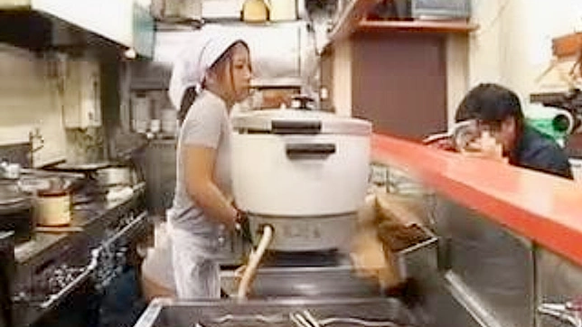 Sexy Server Seduced by Chef in Hot Kitchen Action