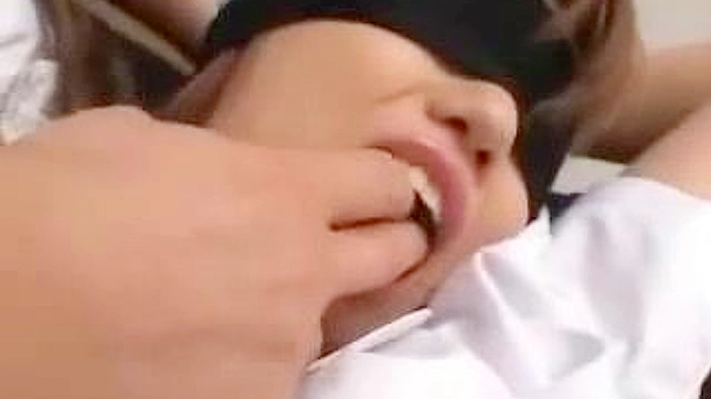 Unseen Fingers explore her wet pussy while blindfolded Japan girl moans in ecstasy