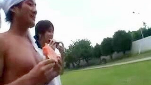 Public Field Fuck Fest - Young JAV girl gets pounded by older man