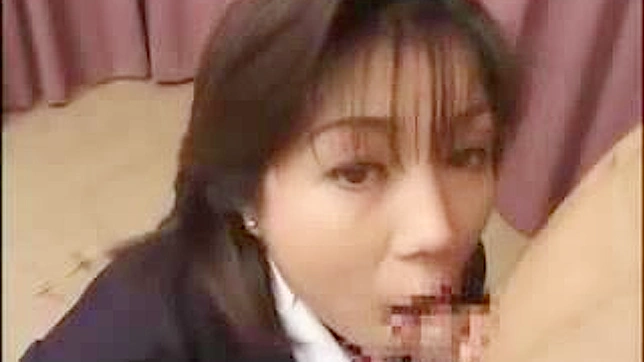 Sexy Japan office woman swallows cum in wild blowjob
