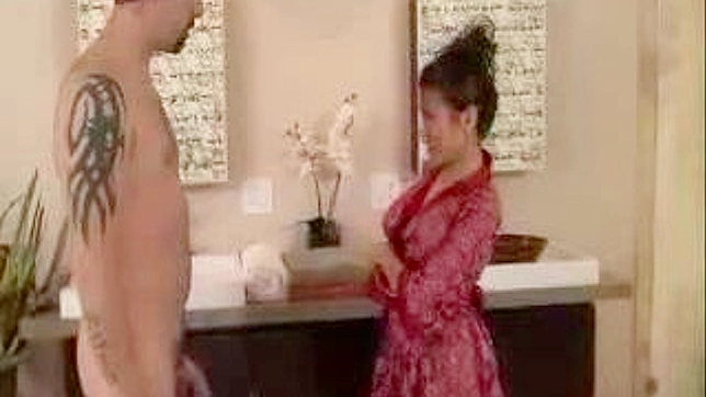 Unexpected Visitor Arouses Asians Hot Housewife