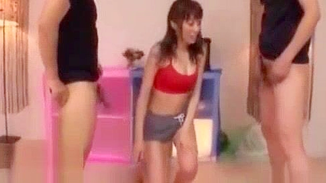 Japanese Yoga Teacher's Cumshot Fetish Training with Blowjob, Threesome & Deepthroat