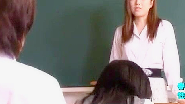 Japanese Teacher Gets Creamed in Hardcore Threesome with Students