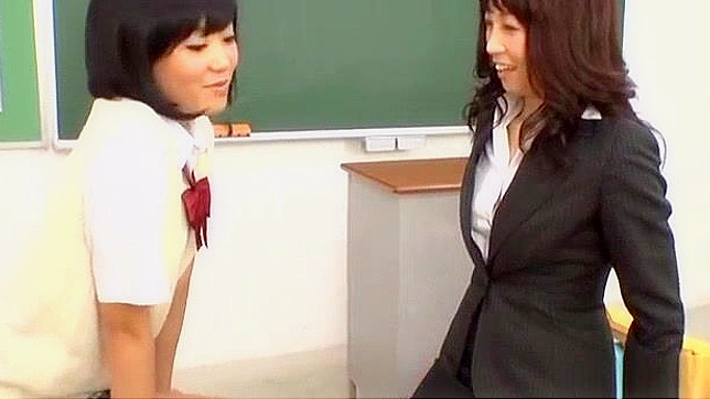 Japanese MILF Teacher & Lesbian Student in Lingerie Sex
