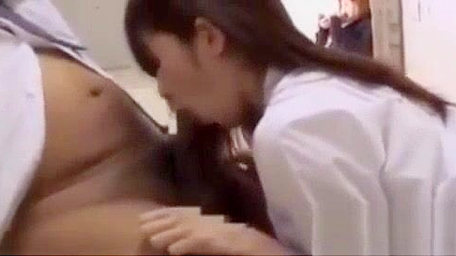 Japanese Teen Blowjob and Creampie with School Teacher in Corridor