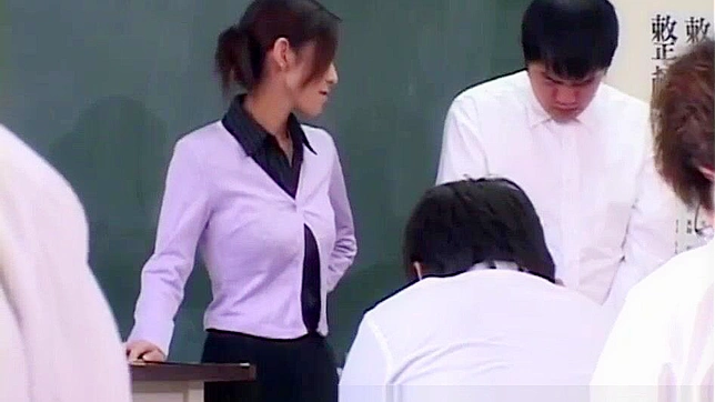 Japanese College Teacher's Bukkake & Gangbang with Hairy Milf Students