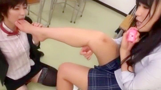 Japanese Lesbian Cunnilingus Striptease with Foot Fetish and BDSM