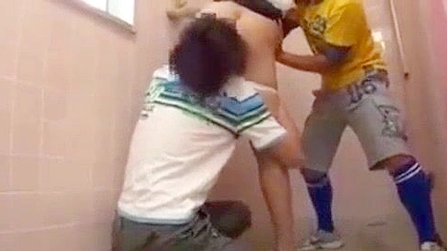 Japanese Student Gets Gangbanged by Slut Teacher in Shower - Big Tits MILF Creampie!