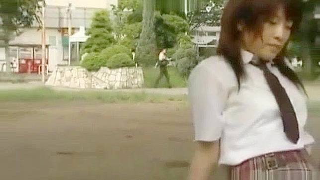 巨乳のアジア人秘書教師と公園でセックスする