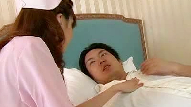 Lusty nurse gives a great Asian blowjob