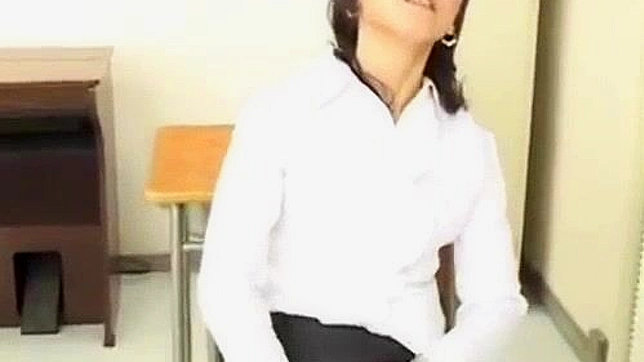 Japanese MILF Teacher's Dirty Classroom Masturbation with Dildos
