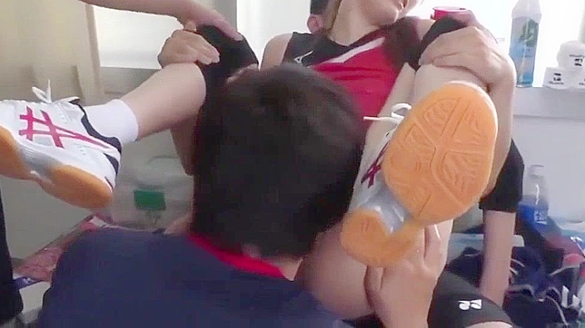 Japanese Teacher's Group Sex Gym Reotaado with Old & Young Students in Horny Threesome Facial