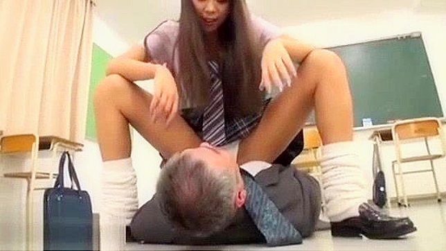 Humiliated Small Dick Teacher Gets Handjob by JAV Star in Fetish Foot College