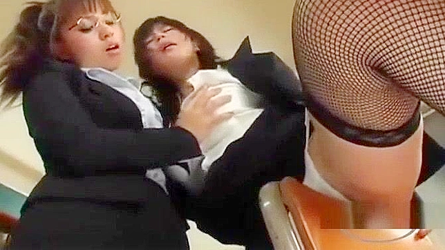 Japanese Hairy Teacher Gets Pussy Rubbed in Classroom